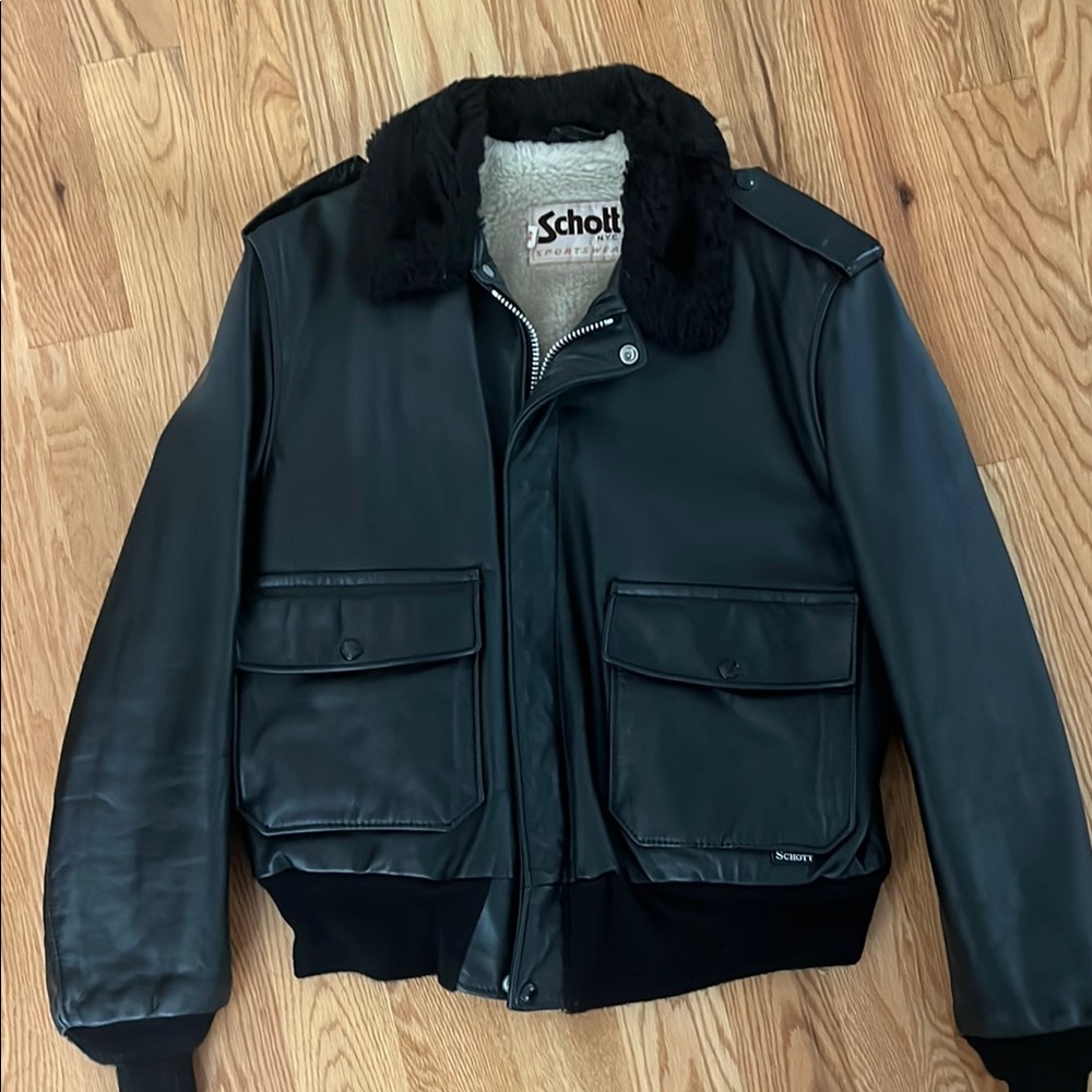 Schott NYC Black Bomber Jacket